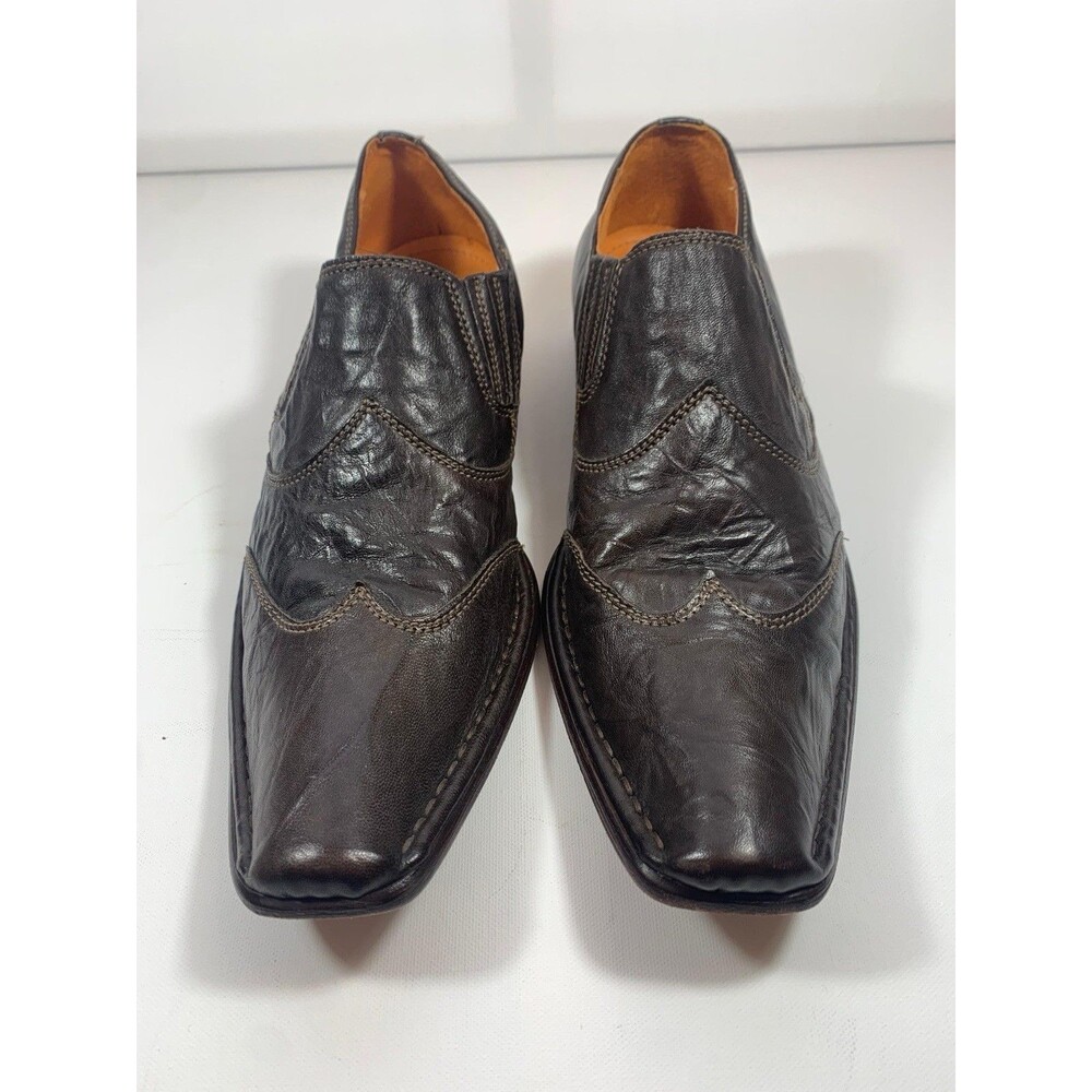GUESS by Marciano ROY Men 10 M Brown Leather Slip On Loafers Dress Shoes Romania